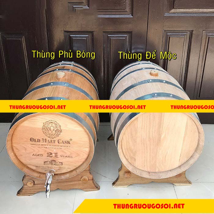BOM RƯỢU GỖ SỒI 50L KHẮC MẶT THÙNG